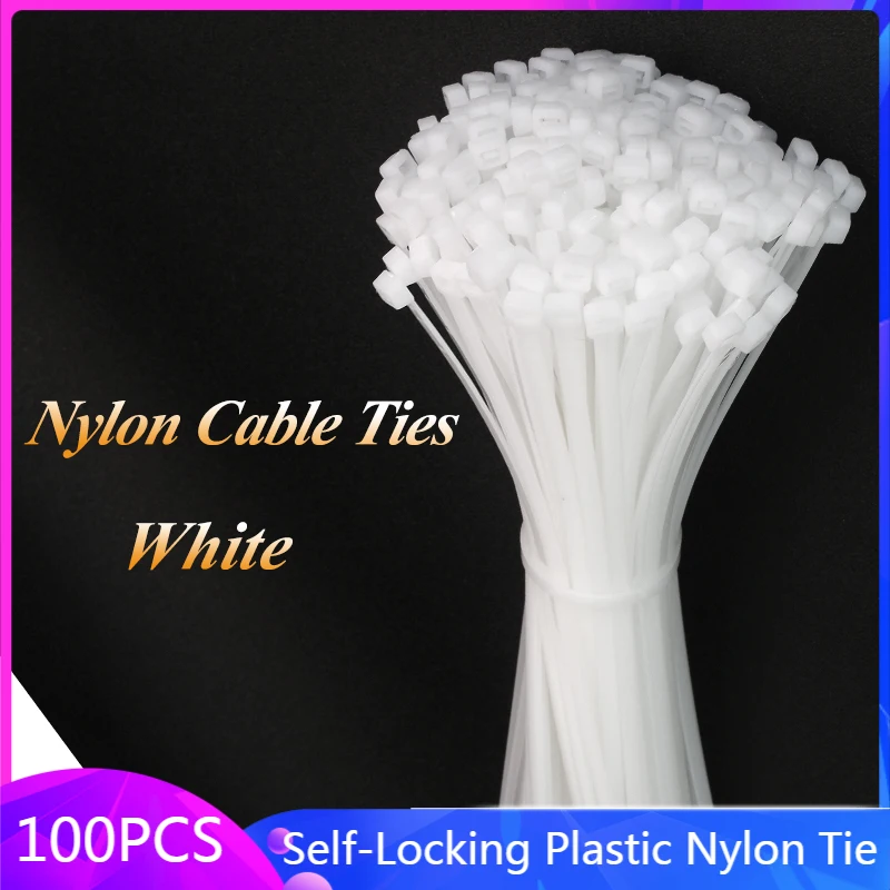 Self-Locking Plastic Nylon Tie DIY 100 PCS 3*100 Fastening Ring 5X250 Cable Tie Zip Wraps Strap Nylon Cable Tie  8x500mm