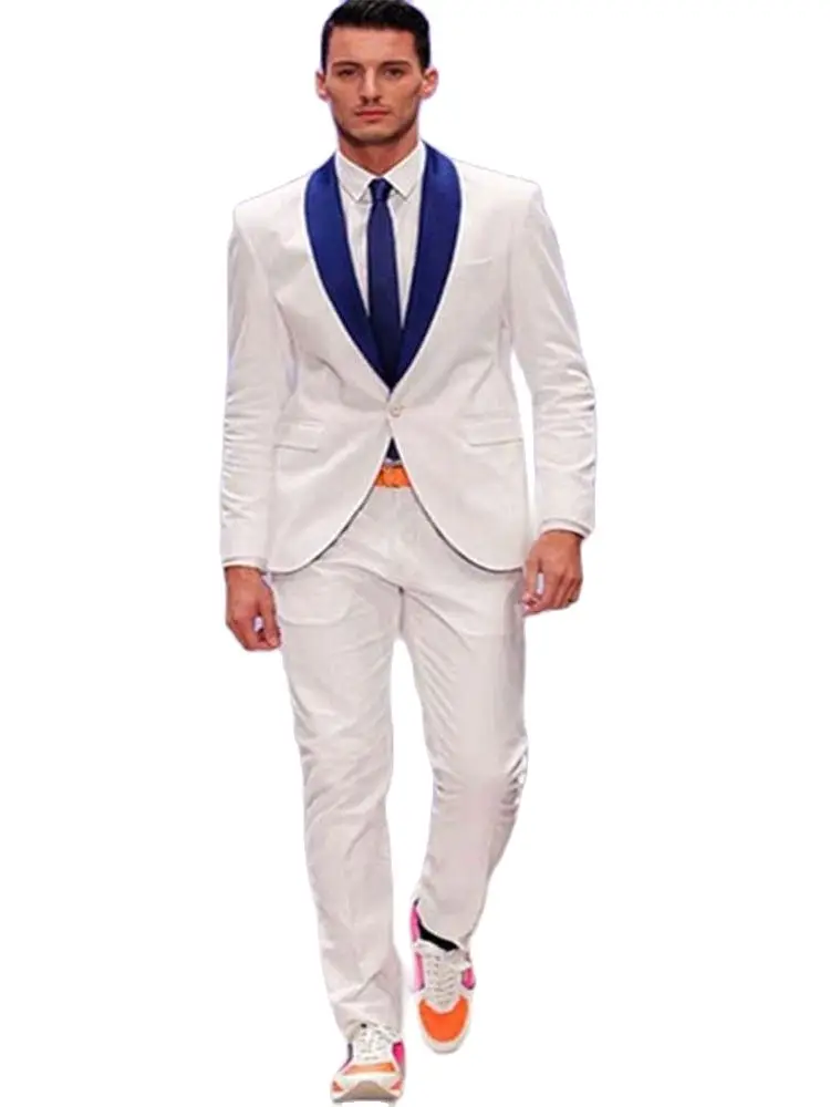 

Summer Style Double Breasted Men Suits Groom Tuxedo Bespoke Best Mens Blazer Trousers Wedding Suit(Ivory Jacket+Black Pants+Bow)