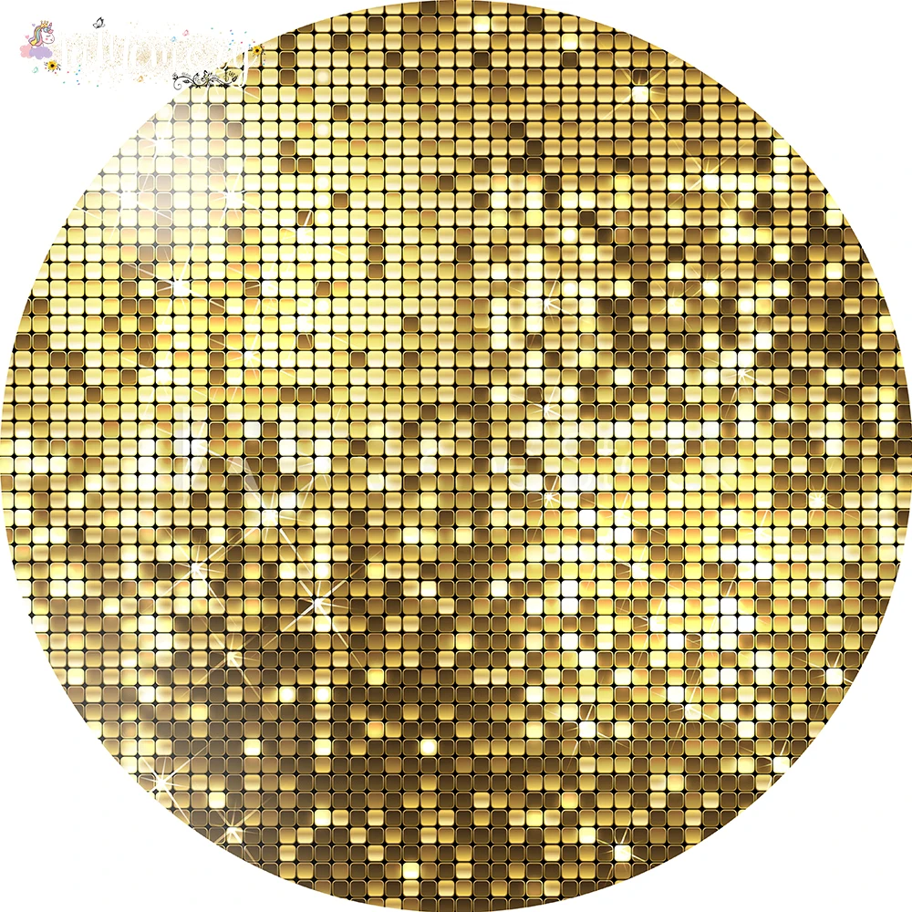 Glitter Sequin Pattern Round Backdrop Cover Wedding Baby Shower Disco Party Circle Background Shine Twinkle Table Cover