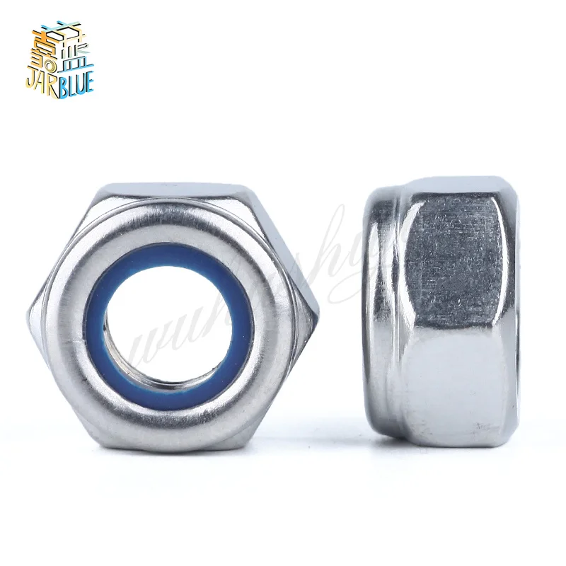 2/5/20/50Pcs DIN985 M2 M2.5 M3 M4 M5 M6 M8 304 Stainless Steel Nylon Self-locking Hex Nuts Locknut Slip Lock Nut