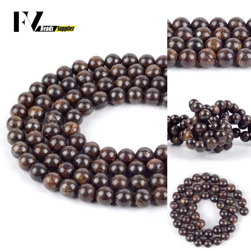 Wholesale 4-12mm Natural Bronzite Stone Loose Spacer Round Beads For Jewelry Making DIY Bracelets Necklace Needlework 15\