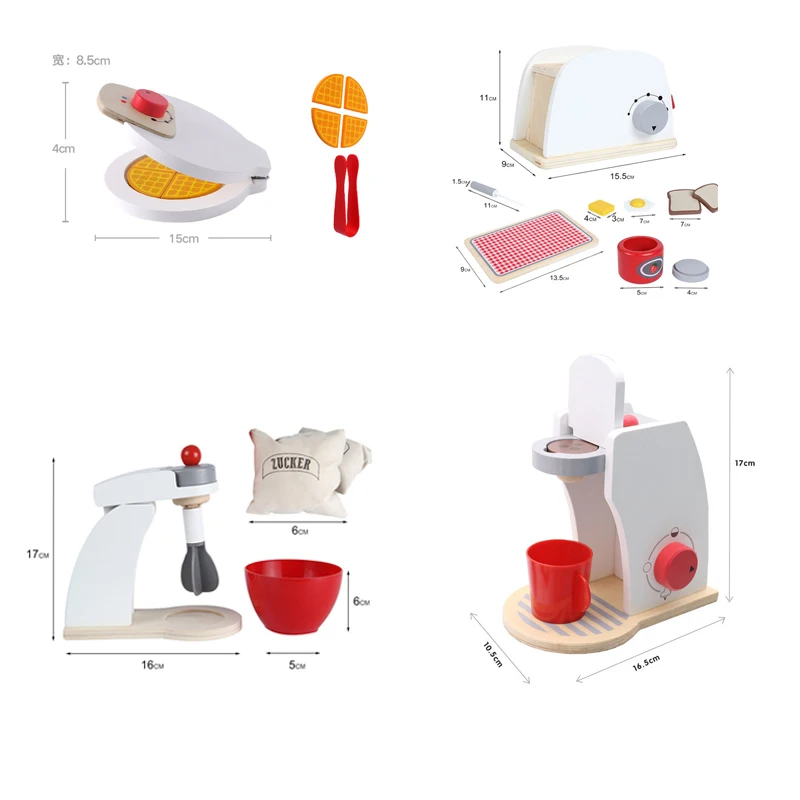 Houten Keuken Pretend Play Speelgoed Simulatie Houten Koffie Broodrooster Machine Keukenmachines Kindje Vroeg Leren Educatief Speelgoed