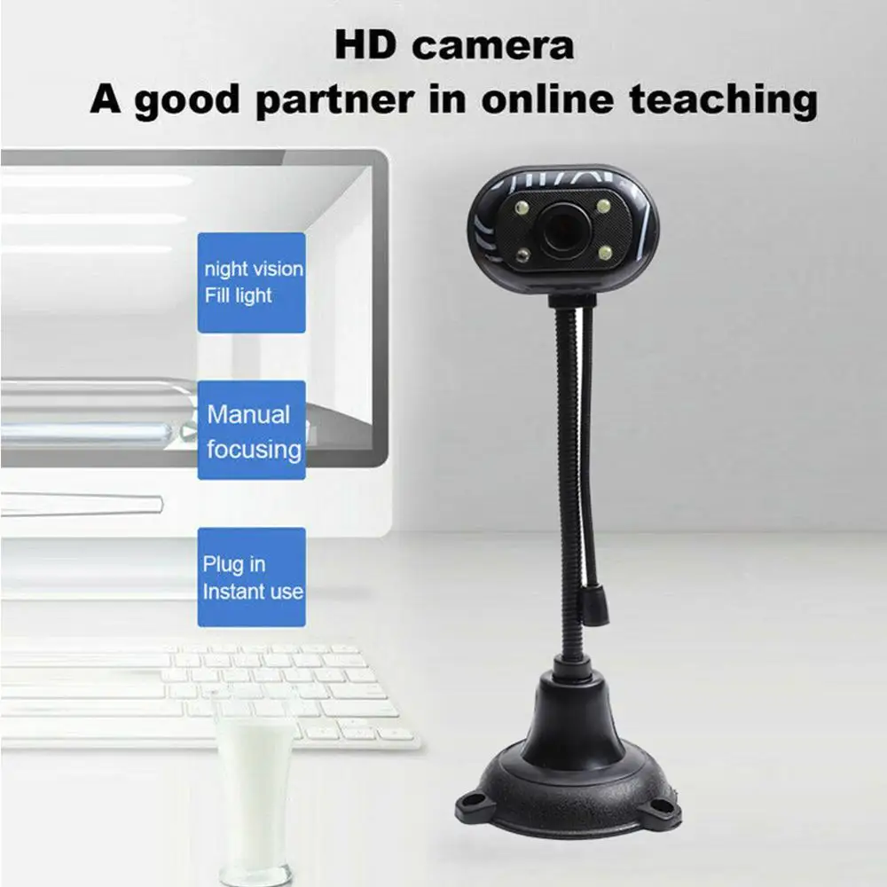 HD Computer Webcam With Microphone USB Webcams 480p Dynamic Resolution for Computer PC Desktop Laptop