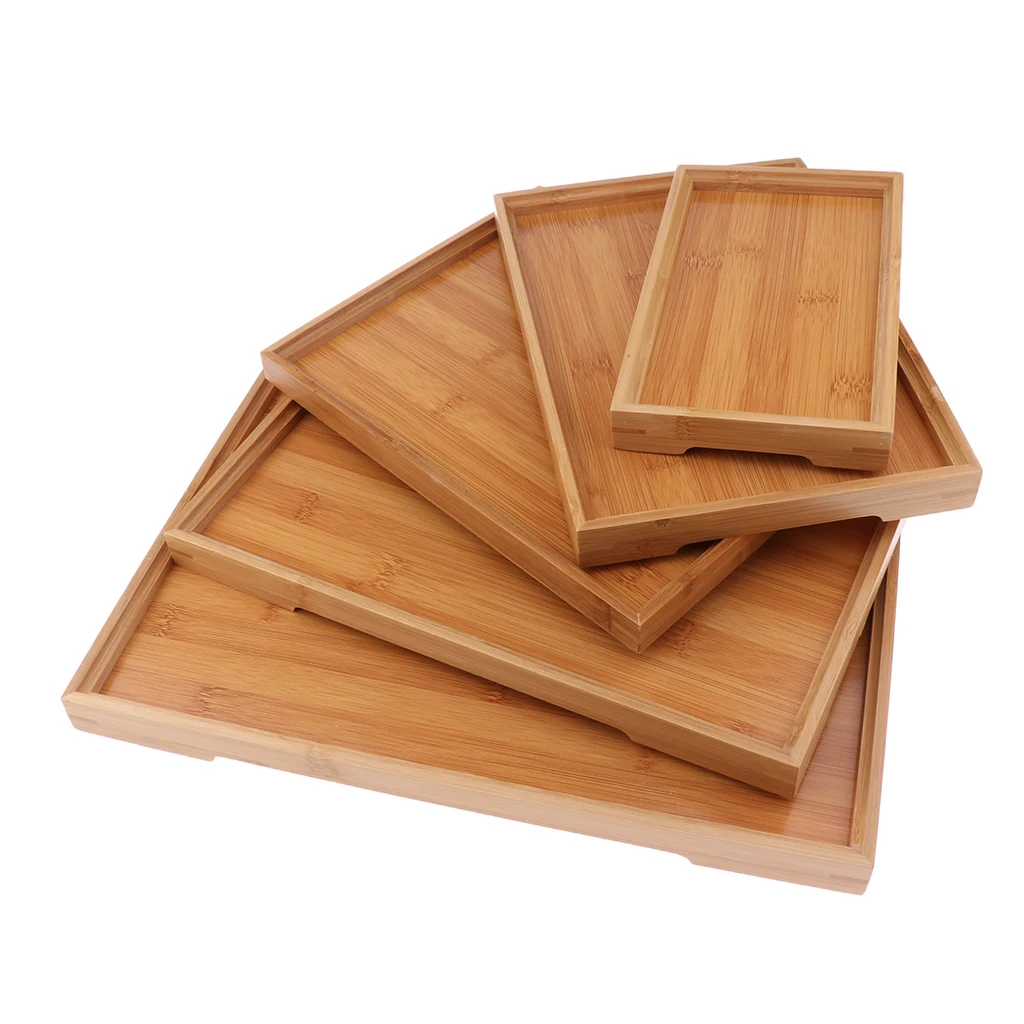 Wooden Rectangular Serving Tray Food Tea Dish Kitchen Vintage Solid Wood Stand Tray Hotel Dinner Plate Storage Tray Tableware