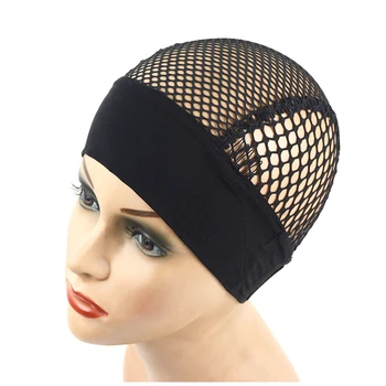 1 Pc แถบคาดศีรษะสีดำวิกผมหมวกปรับแถบคาดศีรษะ Big Hole ทอผ้าวิกผมฐานสำหรับทำวิกผมหมวก