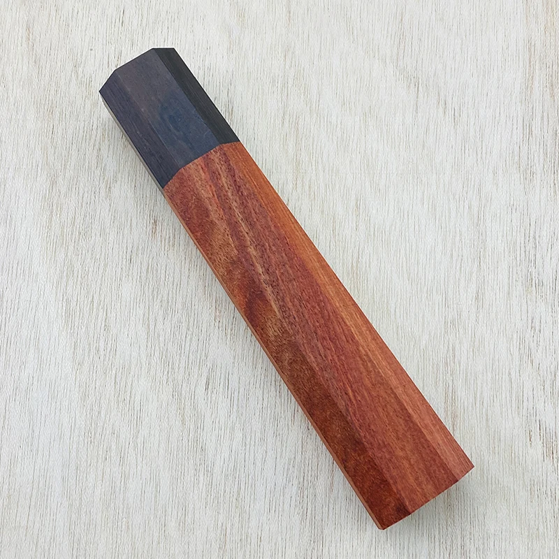 Manija de madera de ébano Wa, manija octogonal artesanal, Manual, artesanal, manija de cuchillo de acero de Damasco semiacabada