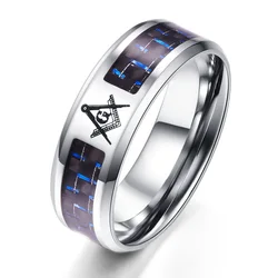 New Titanium Steel Half Ring Masonic Carbon Fiber Ring Classic Men's Party Meeting Jewelry Accessories Anniversary Gift