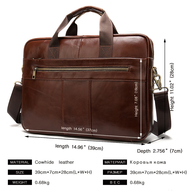 WESTAL Men\'s Briefcases Bag Men Leather Laptop Bag for Document Men\'s Office Portable Shoulder Bags for Man Business Totes 8523