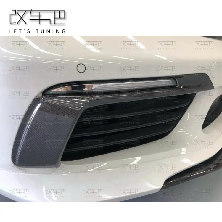 

Fit for Porsche CAYMAN 718 TECHART Carbon Fiber Front Fog Lamp Frame Front bar fog lampshade cover tuyere