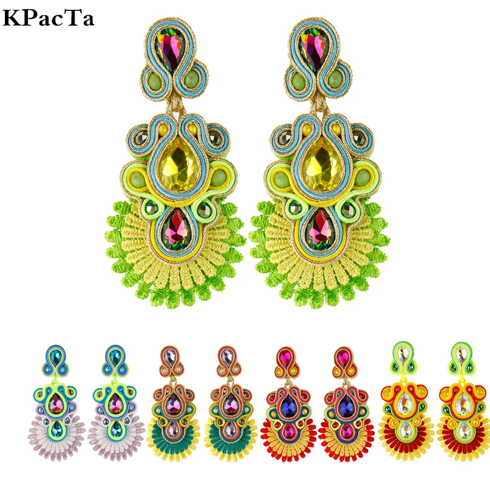 

KPacTa 2023 vintage Ethnic Bohemia Drop Luxury Ladies Earrings For Women Tassel Earrings Soutache Jewelry Party Gift