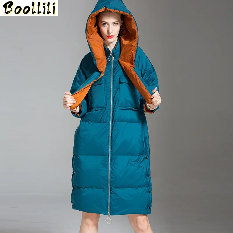 Winter Duck Boollili Down Jacket Women Long Coat Korean Fashion Puffer Jacket Hooded Ladies Down Jackets 2023 Warm Coats