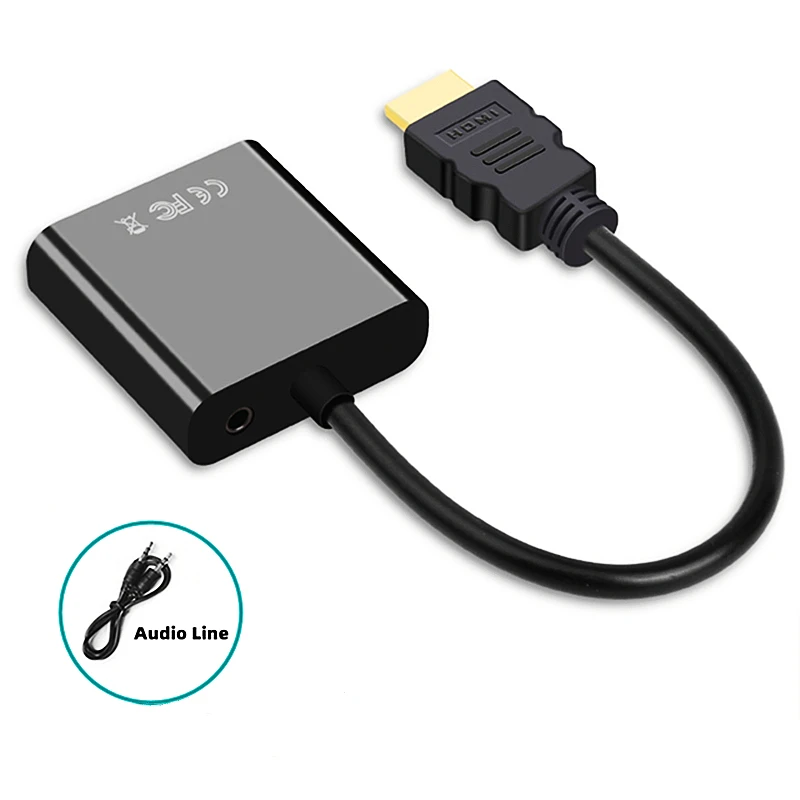 HTOC HDM к VGA, 2 шт., позолоченный адаптер HDMI к VGA (папа к женщине) для ноутбука, монитора, проектора HDTV и многого другого