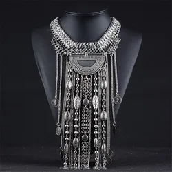 Fashion Maxi Long Tassel Statement Necklace Women Boho Indian Ethnic Vintage Coin Big Chunky Collar Necklaces Jewelry 2024 New