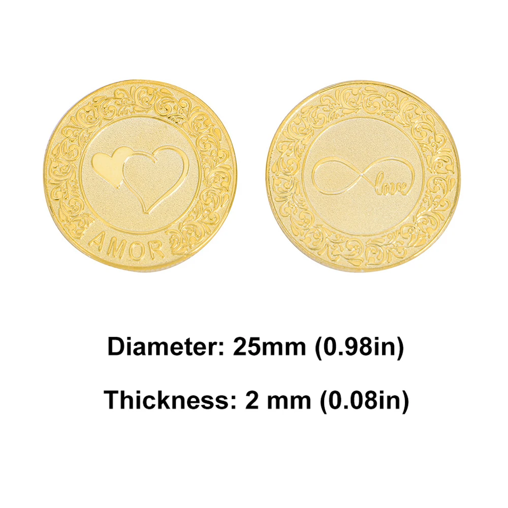 Spanish Golden Wedding Arras De Boda Unity Coins Set With Heart Wood Box Party Ceremony Favors Jewlery Gifts