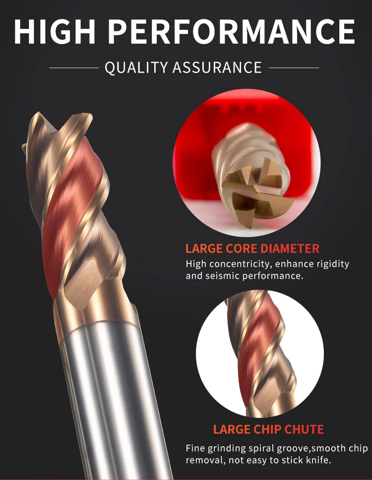 HRC 60 4-Flute Tungsten Steel Milling Cutter Tools 1.0-20.0mm CNC Machine Carbide Flat End Mills Alloy Coating Flat Metal