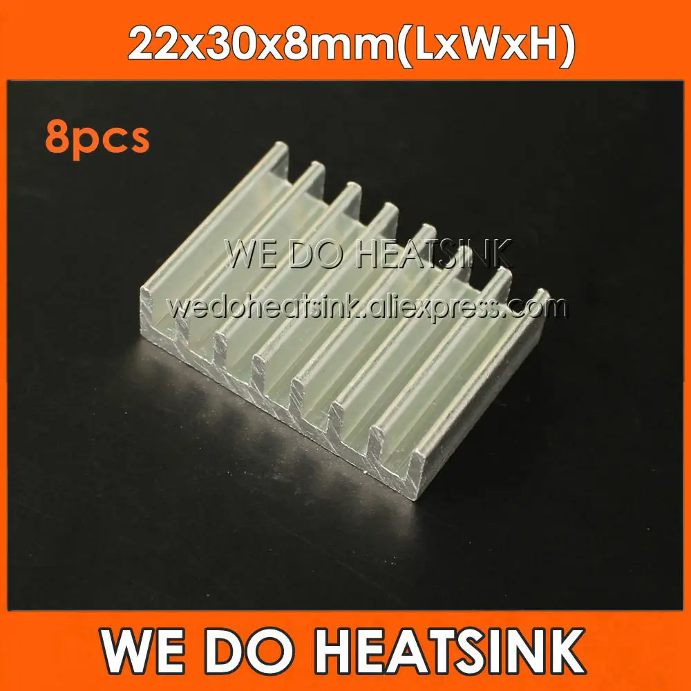 WE DO HEATSINK 8pcs 22x30x8mm DIY Extrusion Epoxy Attach On Heatsink Aluminum Cooler Cooling For DIP