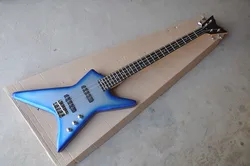 Blue Body Unusual Shape Electric Bass Guitar,Rosewood fingerboard,Chrome Hardware,Provide customized service