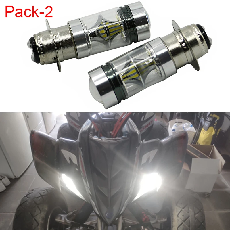 2PCS LED Super White 100W Head light Headlights Bulbs LAMP For Yamaha GRIZZLY 660 400 450 350 125 YFZ350 YFZ450 RAPTOR 350 700