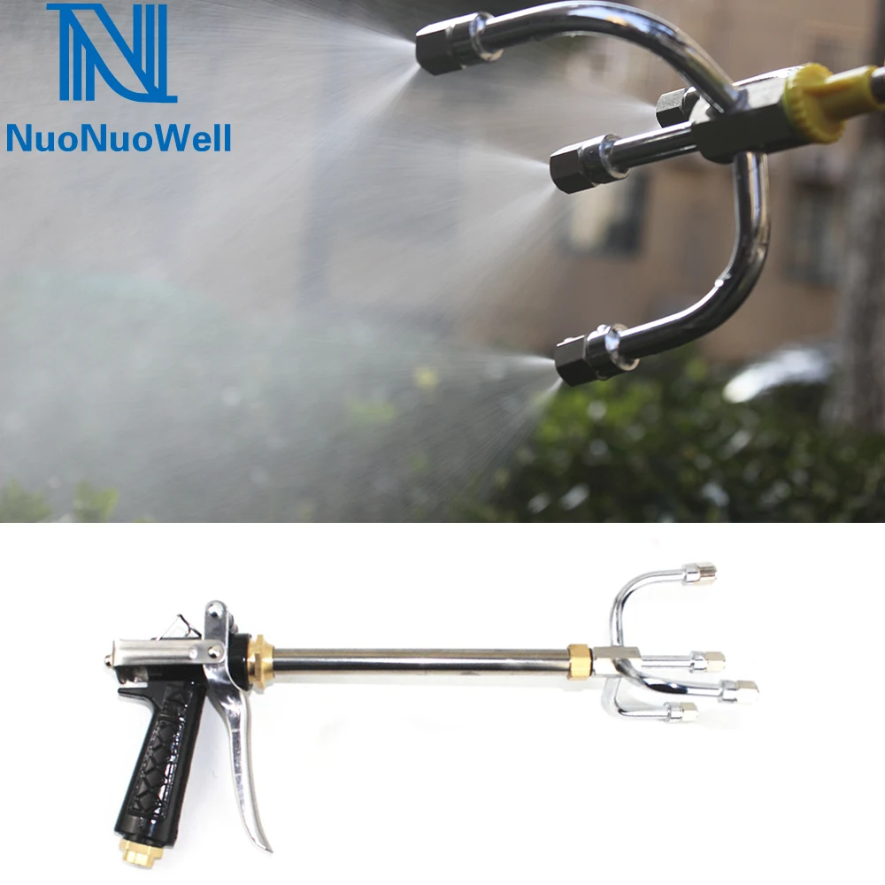 NuoNuoWell Agricultural High Pressure Pump Sprayer Ultra Fine Fog Nozzle Import Quality Stainless Steel 4 Ways Outlet