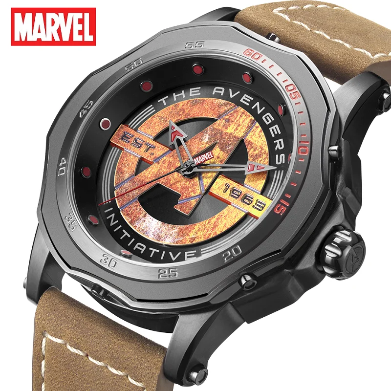 Marvel Official Original The Avengers Men Quartz WristWatches Male Luminous 50m Waterproof Stainless Steel  Luxury Clock