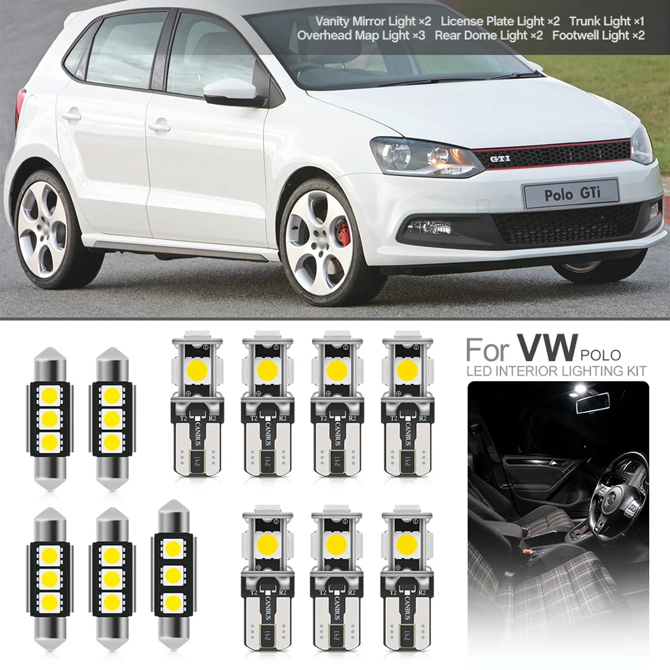 For 2009 2010 2011 2012-2017 VW Polo GTI MK5 6R 6C 61 Canbus Led