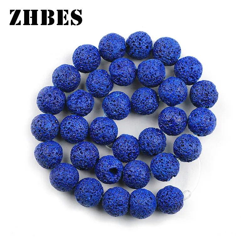 Natürliche Stein Dunkelblau Lava Perlen Vulkangestein 4/6/8/10/12MM Spacer Lose perlen Für Schmuck Machen Armband DIY Zubehör