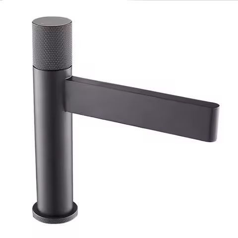 Gun Gray Bathroom Basin Faucet Waterfall Spout Hot Cold Mixer Sink Tap Single Handle Deck Mounted Brass Modern Crane Wash Tap