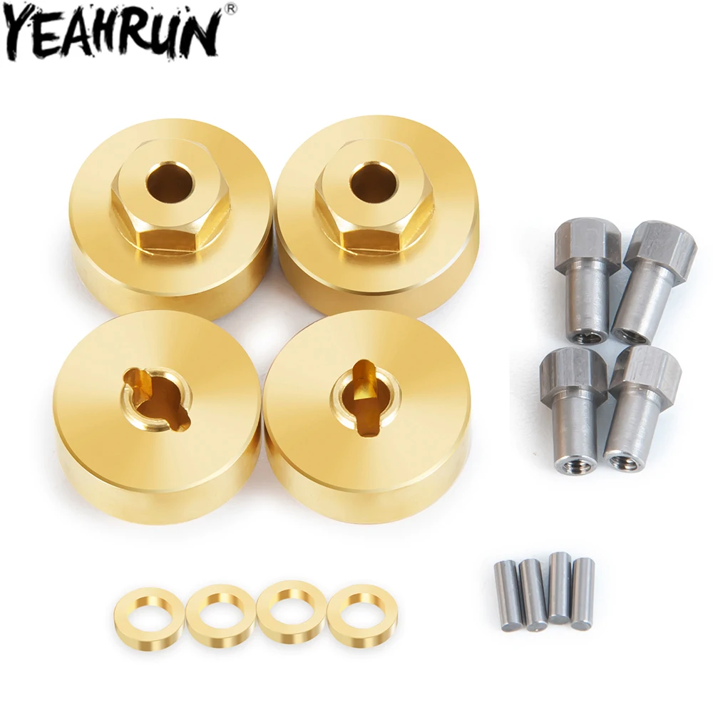 YEAHRUN 4PCS Brass Counterweight Wheel Hub Adapter Balance Weight for 1/24 RC Crawler Car Axial SCX24 All Series Parts