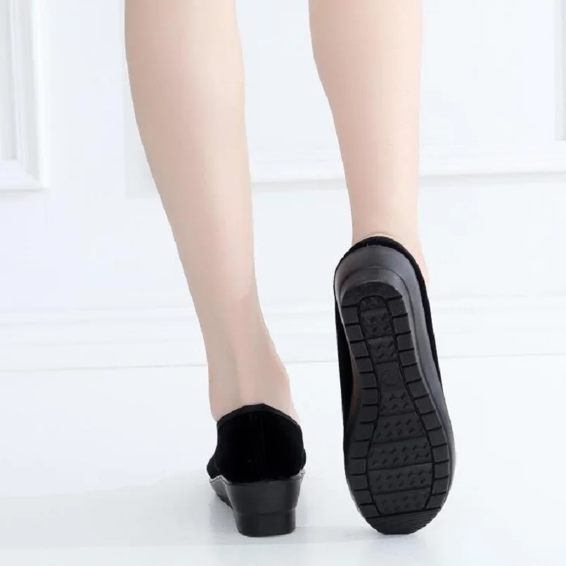 Cresfimix women fashion wedge heel black ballet shoes ladies casual dance shoes cool slip on spring shoes dames schoenen a5489