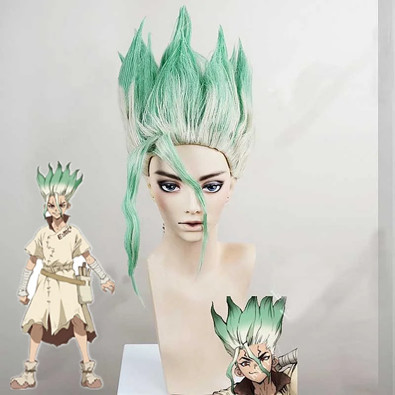 Disfraz de Anime Dr. Stone para adultos, conjunto completo de peluca y peluca blanca para Cosplay, Senku, Ishigami, Halloween, Navidad, fiesta de Carnaval