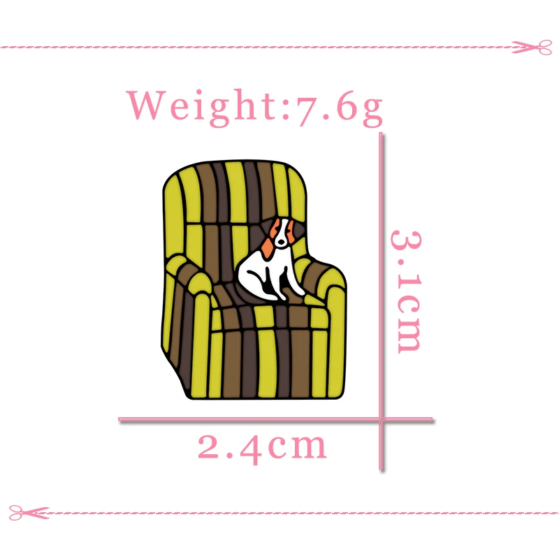 Cute Animal Pets Pins Cartoon Dogs Enamel Brooches Dog sit on sofa Fashion Jewelry Creative Custom Badge Bag Hat Lapel Pin Gifts