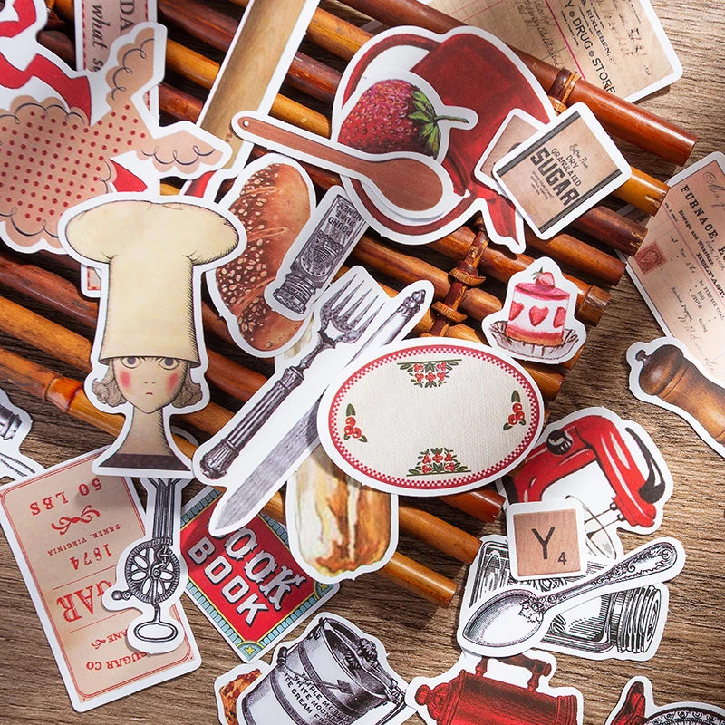 Vintage Cooking Food Series Stickers Travel Junk Journal Stickers Scrapbooking Craft Diary Album Decorative