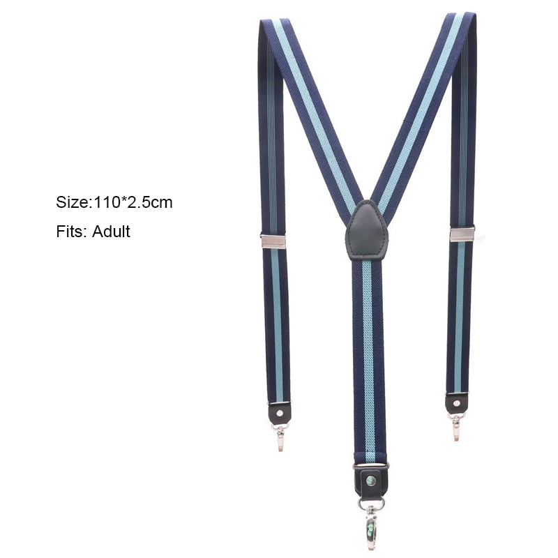 3 Hooks Buckle Black Leather Men's Suspenders 2.5cm Width Women's Pants Adjustable Suspenders