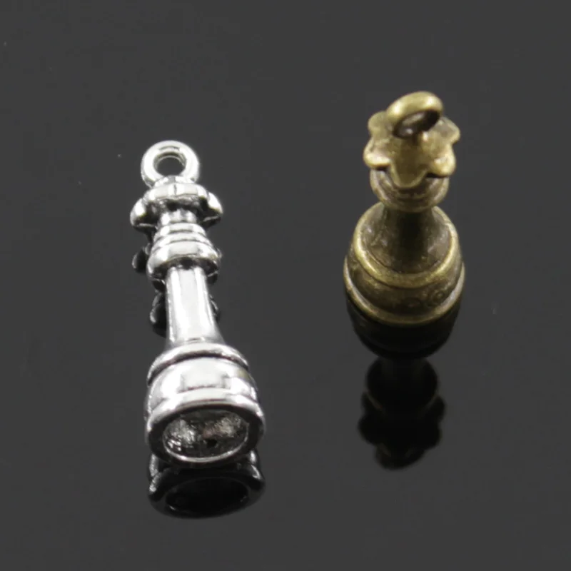 10pcs Charms Chess King Queen Rook Knight Bishop Pawn Tibetan Bronze Silver Color Pendants Antique Jewelry Making DIY Handmade