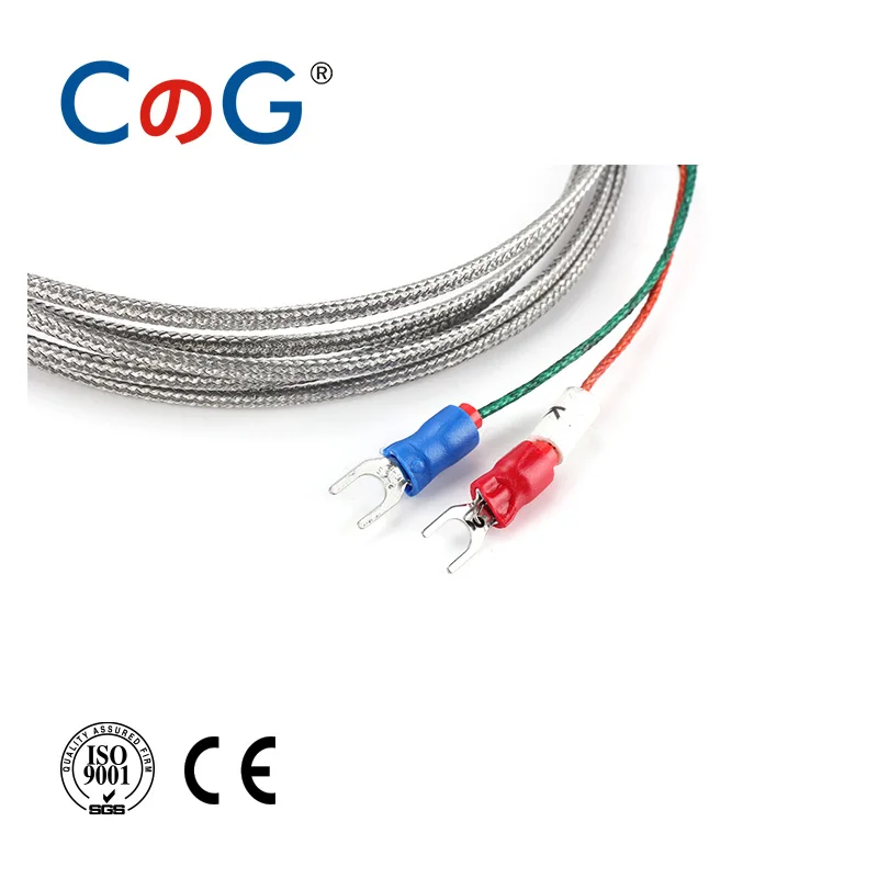 CG WRNT-02 M6 Screw K J PT100 Type 1M 2M 3M 5M Wire Cable Thermocouple Temperature Sensor for Industrial Temperature Controller