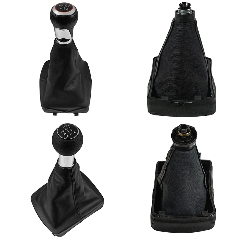 5/6 Speed Car Styling Gear Shift Knob Lever Shifter Gaitor Leather Boot Cover Case For Volkswagen VW Polo 9N 9N2 GTI 2002 - 2009