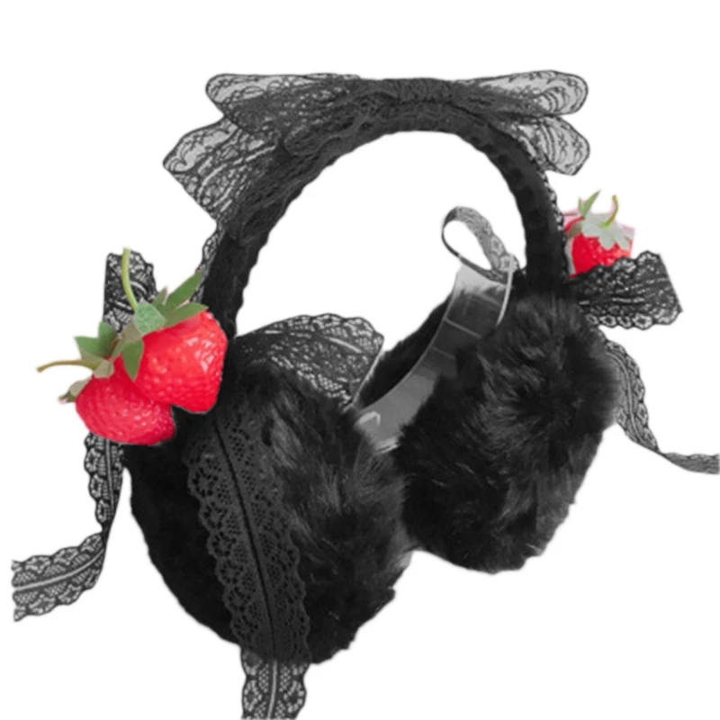 Lolita Earmuffs Lace Princess Ear Muff Earmuff Ear Warmer for Women Girls Winter Faux Fur Christmas GIfts for Daughter