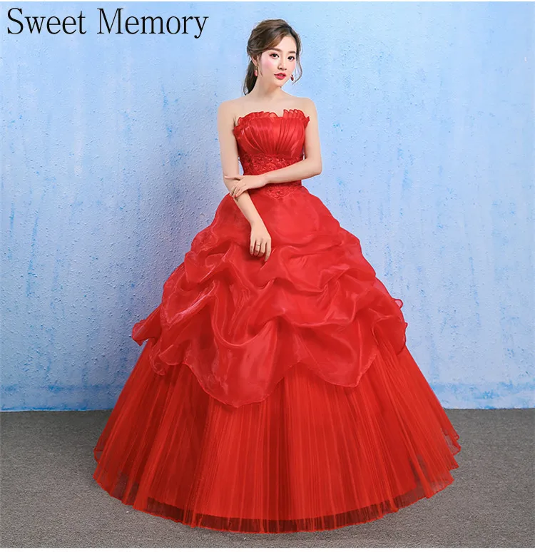 U13049 Süße Speicher Einfache Weiß Rot Hochzeit Kleider 2021 Liebsten Kuchen Stil Lace Up Hochzeit Kleid Frauen Vestido De Fiesta