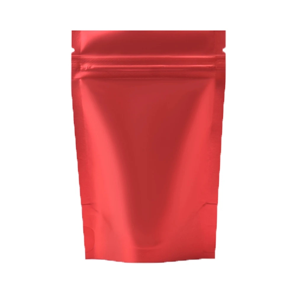 100Pcs Matte Red Aluminum Foil Zip Lock Stand Up Bag Tear Notch Doypack Reclosable Food Candy Chocolate Tea Storage Pack Pouches