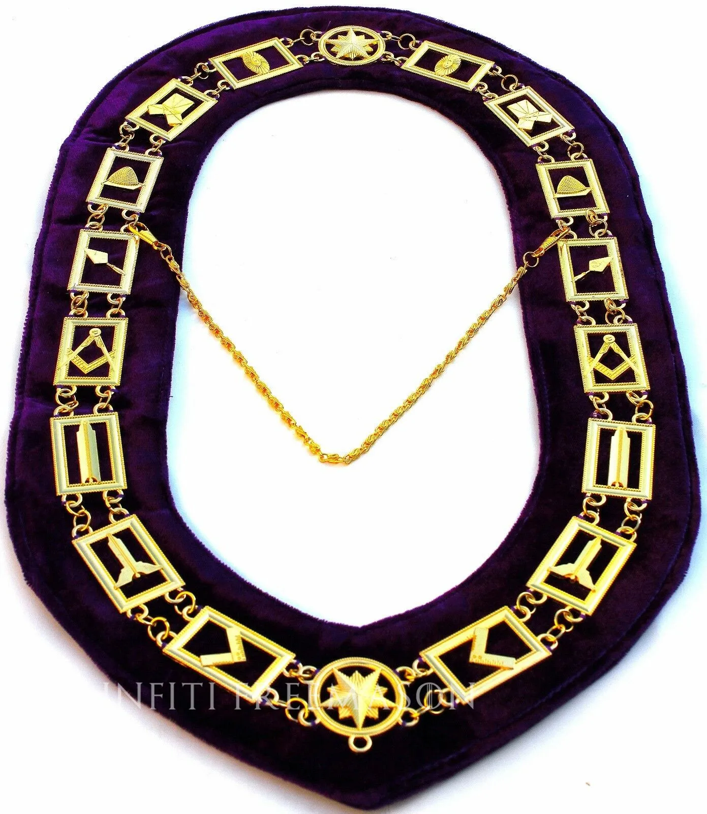 Masonic master Mason chain collar Masonic Regalia Knights Templar Metal Golden Chain Collar Purple Bass