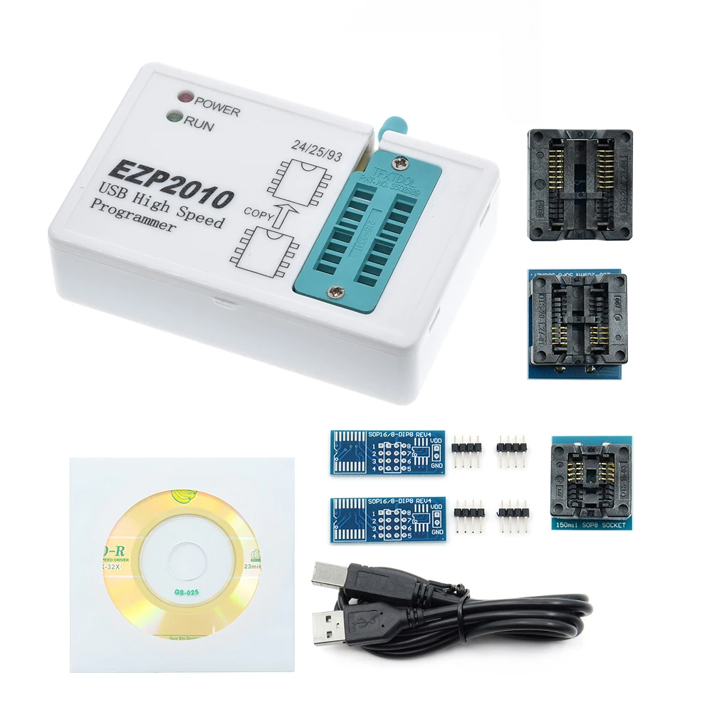 Ezp2010 Bios Programmer 6 Adapters Ezp2010 Usb SPI Programmer Bios Chip Tools Sop8/16 Test Socket Support 24/25/93 Work Perfect