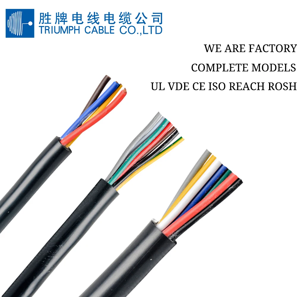 

TRIUMPHCABLE 5m RVV0.5mm 2/3/4/5/6/7/8core Black jacket multi core pvc wire stranded copper 500v electrical cable flexible wire