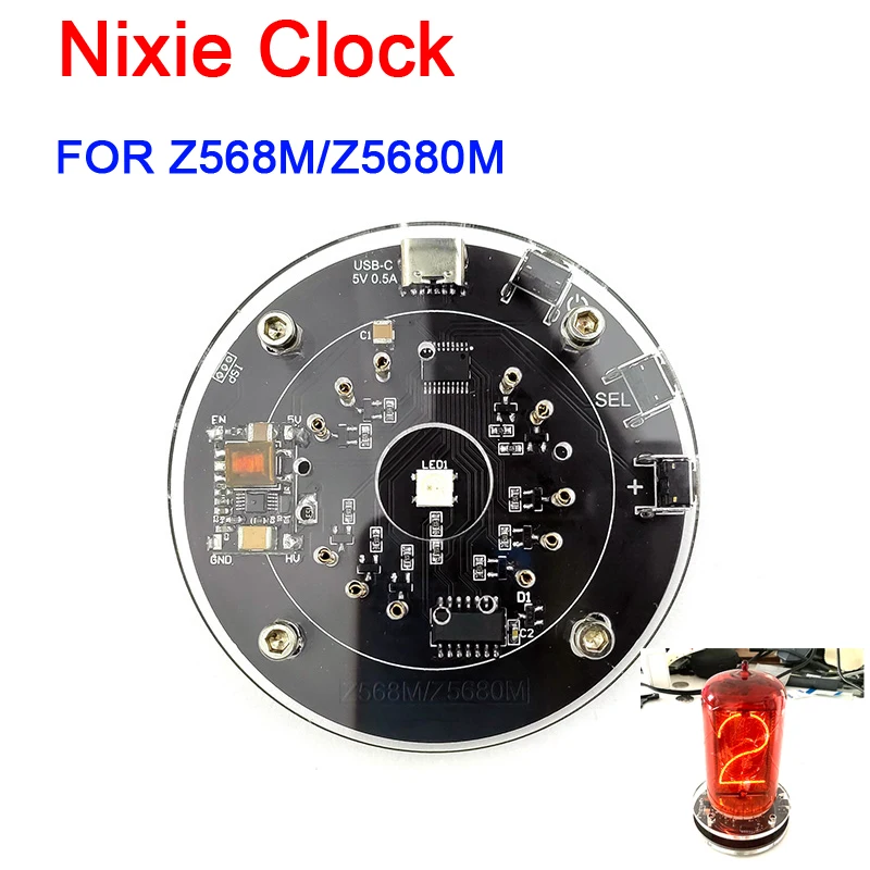 LED digital Desk Nixie Clock USB type-C power Mini Vintage Single FOR Z568M / Z5680M Glow tube clock Built in Boost module