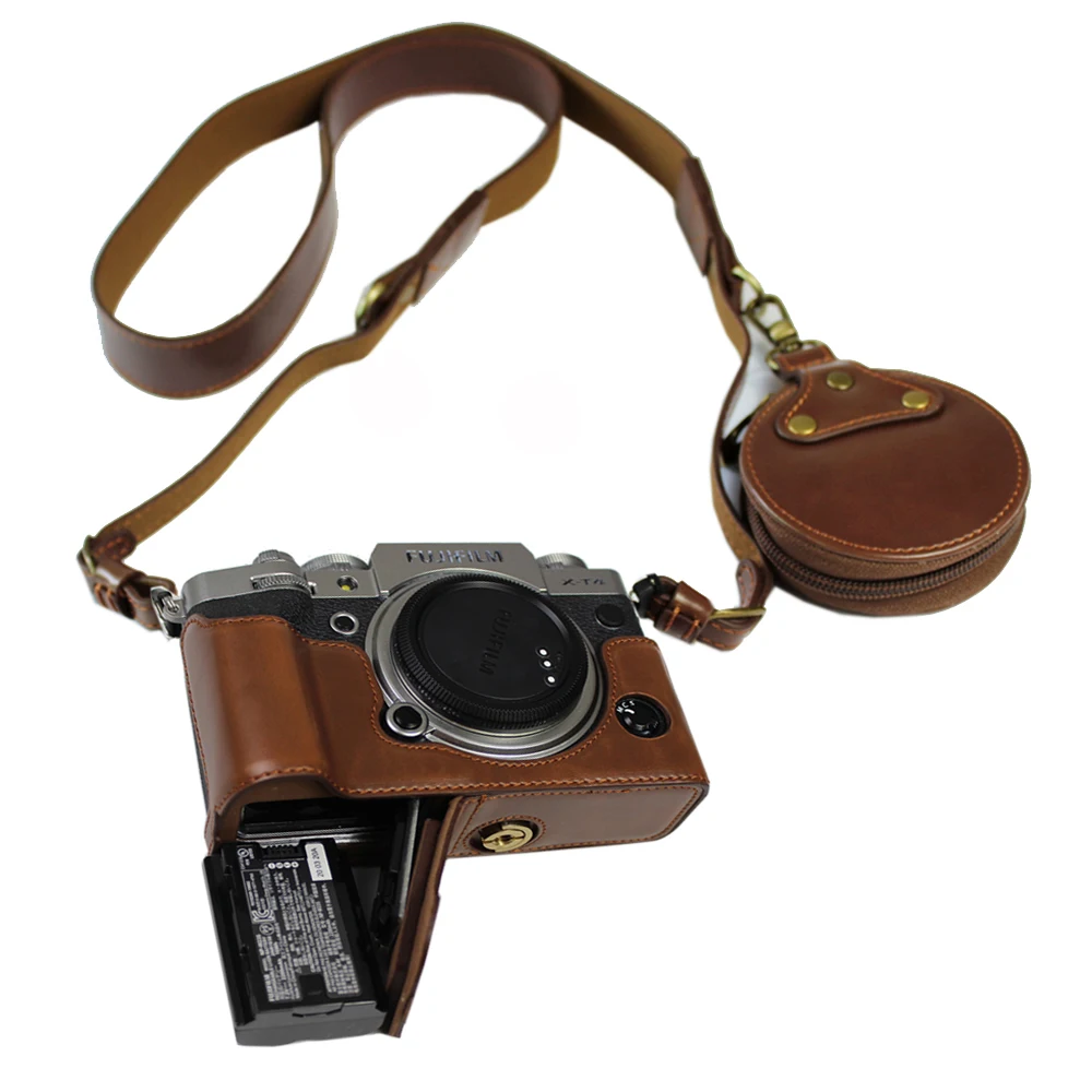 جديد بو الجلود حقيبة كاميرا الغلاف ل فوجي فيلم فوجي X-T4 XT4 نصف غطاء سفلي مع فتح البطارية