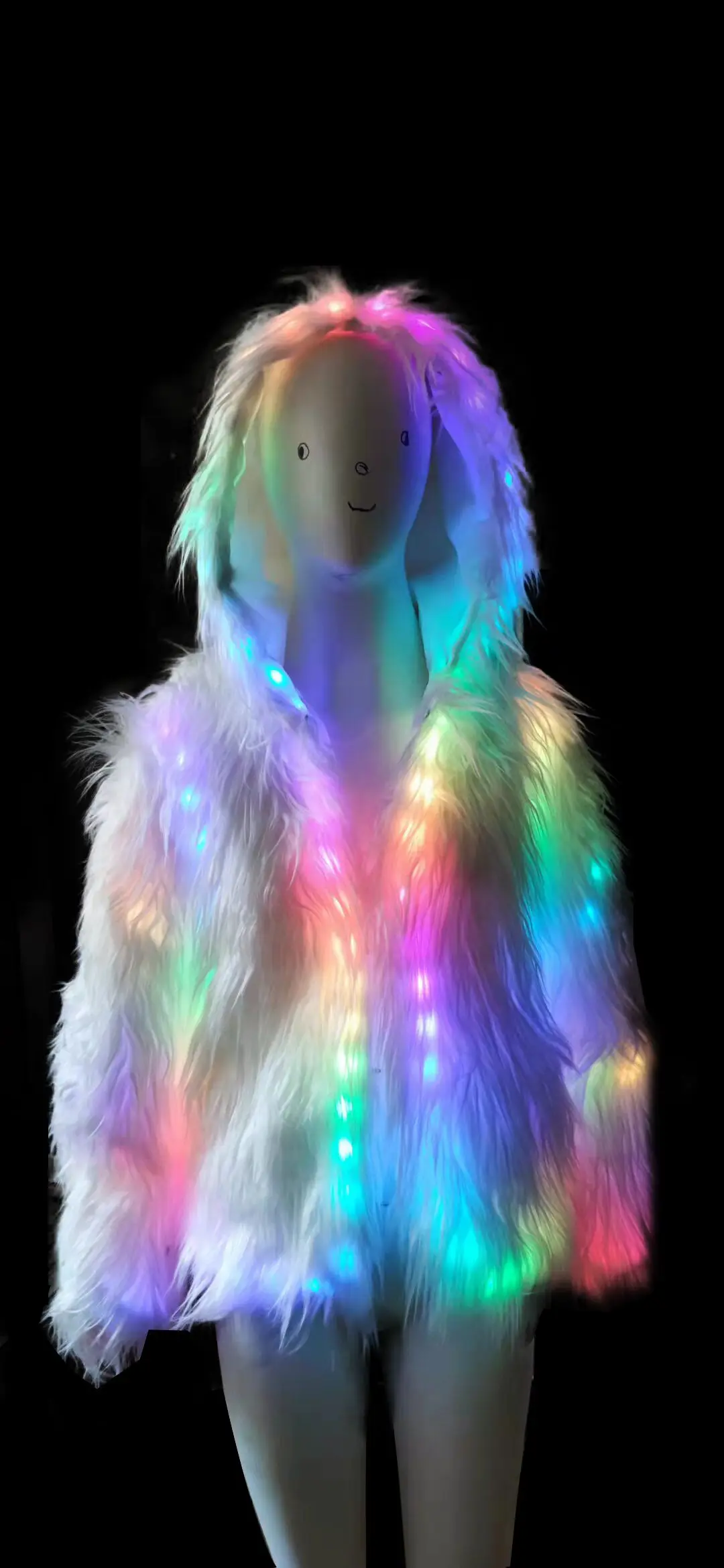 

Remote Change Color Party Full Color LED Fur Coat Light Up Jacket Luminous Nightclub Dress Christmas