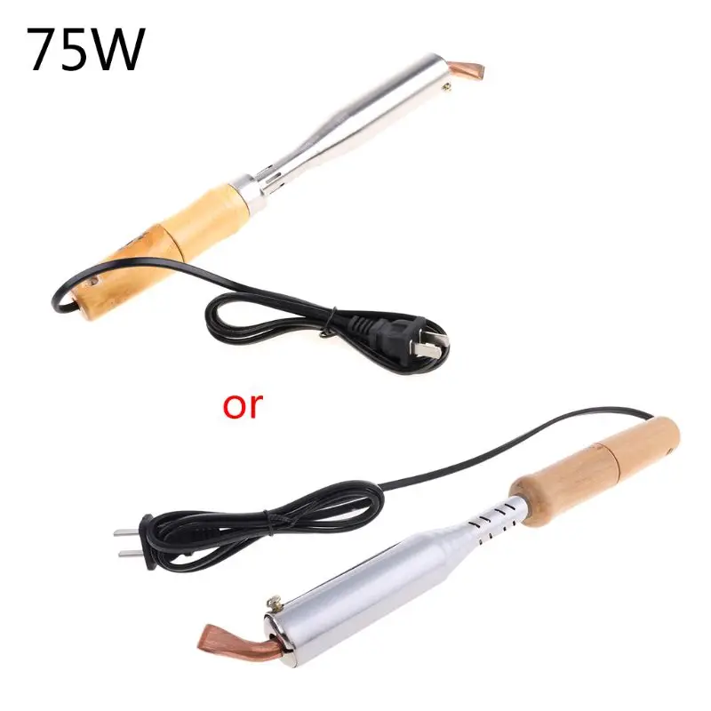 220V Heavy Duty Electric Soldering Iron 75W 100W 150W 200W High Power Soldering Iron Chisel Tip Wood Handle