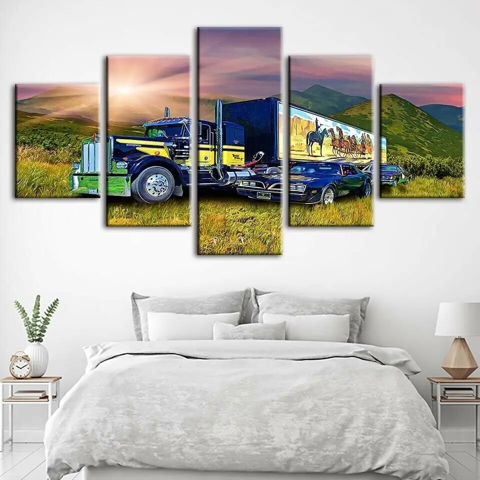 

No Framed 5Panel Tractor Farm Truck Car Cuadros Modular HD Wall Art Canvas Posters Pictures Paintings Home Decor for Living Room