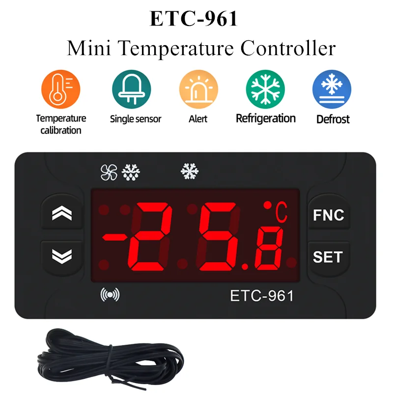 ETC-961 Mini Temperature Controller Microcomputer thermostats Digital Thermostat Refrigeration Alarm 220V NTC sensor 40% off