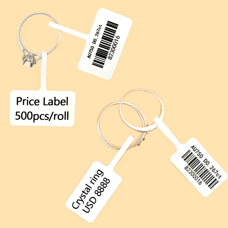 500 pieces Blank Price Size Tag Stickers Jewelry Tags Thermal Paper Label Hang Tags for Glassess Earring Ring Necklace Bracelet