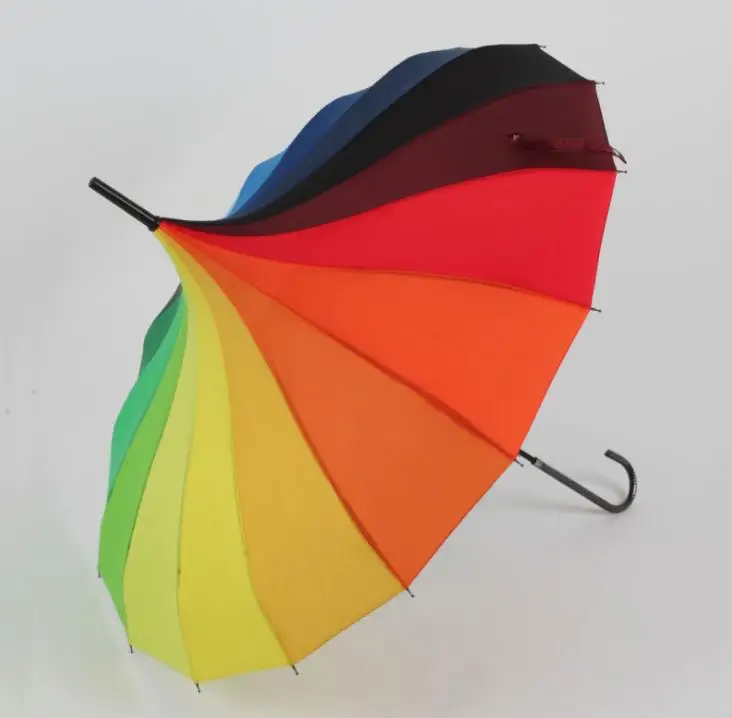 

50pcs Fashion Rainbow Pagoda Palace Creative Umbrella Sun Rain Lady Princess Royal Long-handled Straight Golf Umbrella SN1237